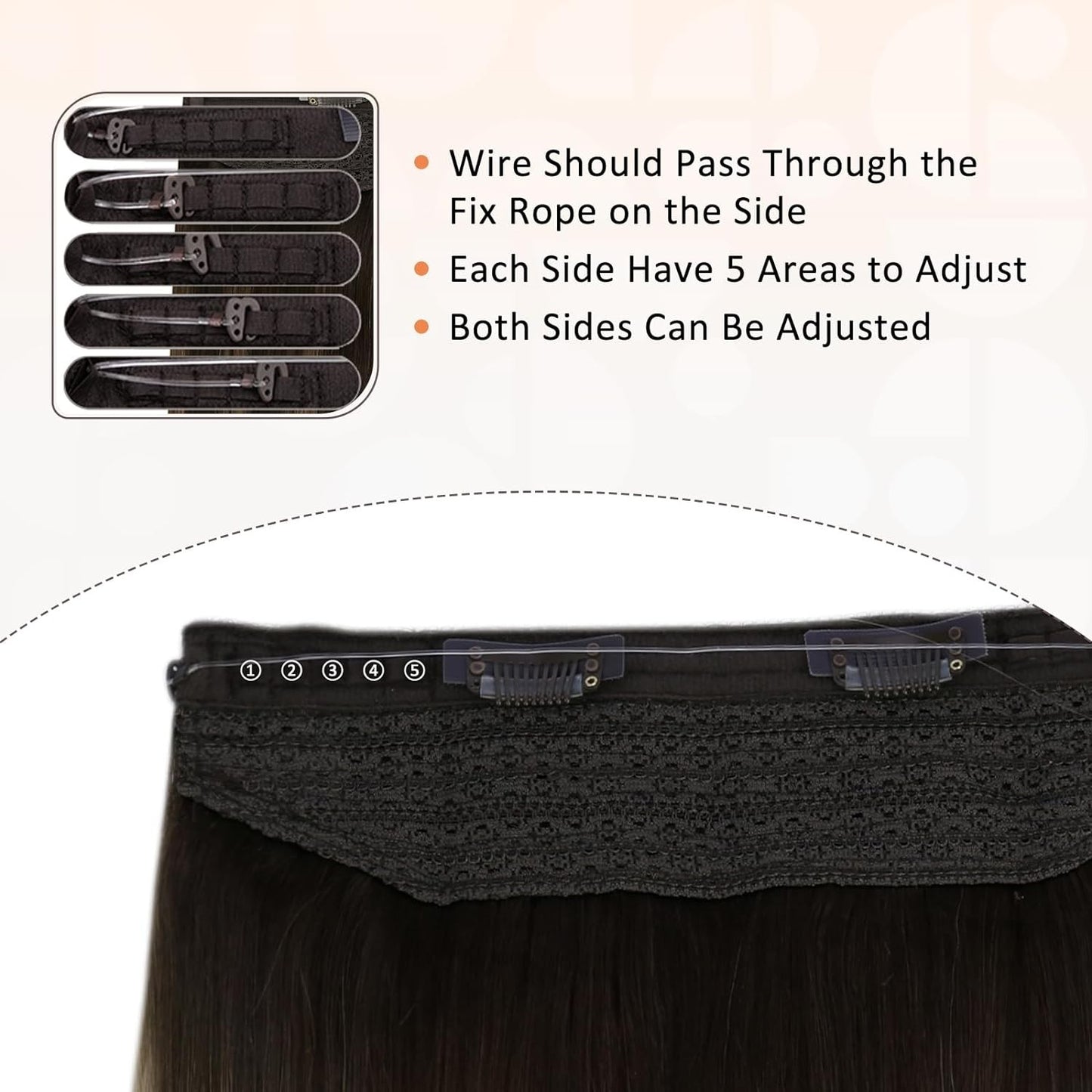 Full Shine Fishing Wire Hair Extensions Cabelo Humano Real Hair Extensions Apliques Para Mulheres Fio Secreto Grosso