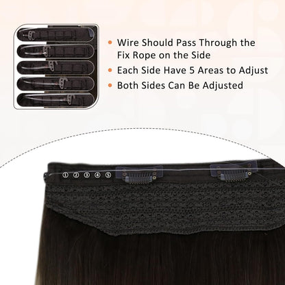 Full Shine Fishing Wire Hair Extensions Cabelo Humano Real Hair Extensions Apliques Para Mulheres Fio Secreto Grosso