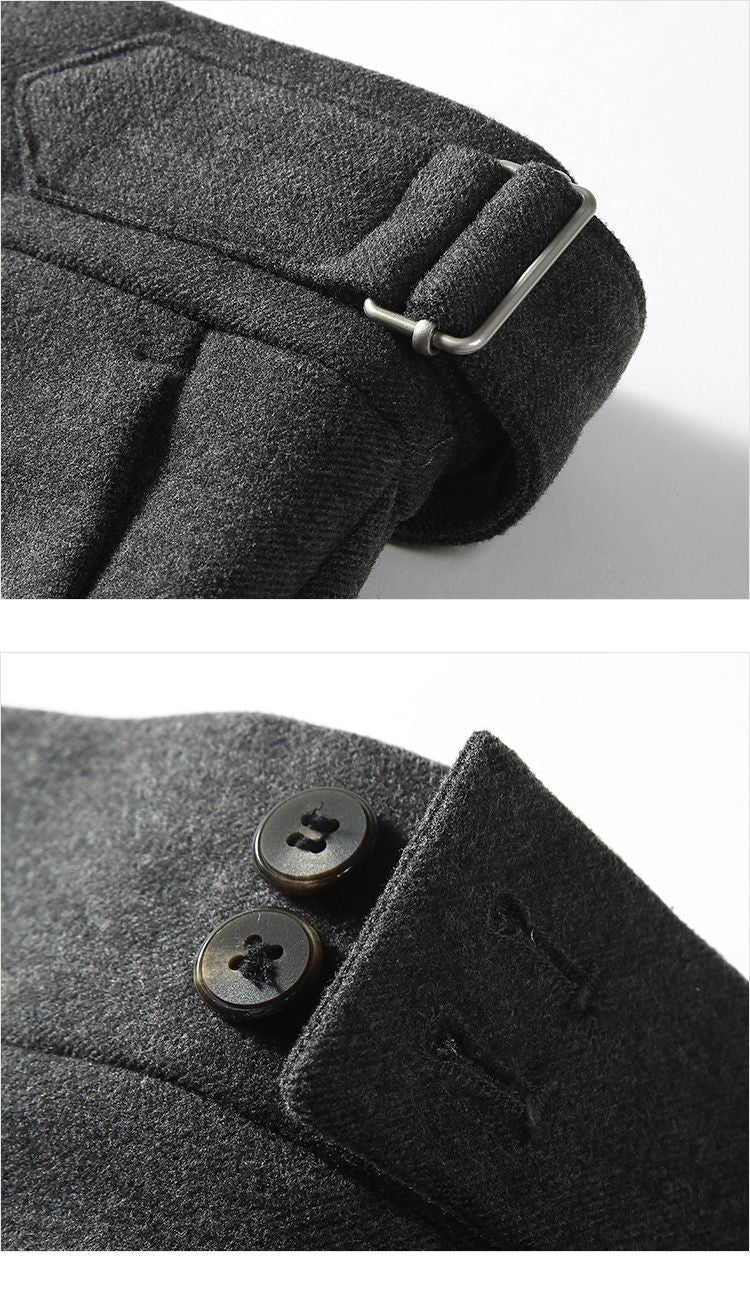 2024 Men's Autumn Winter Fashion High Waist Wool Trousers Male Tweed Casual Pockets Pants Men Long Straight Suit Pants F394
