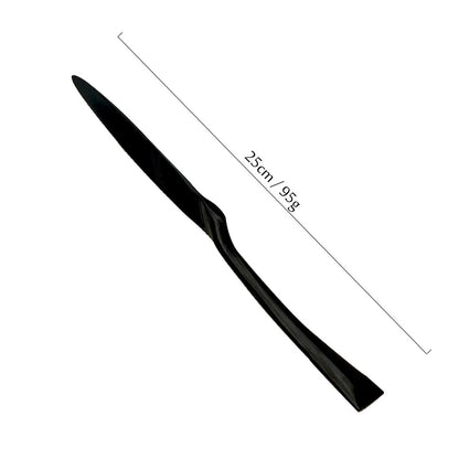 JANKNG Conjunto de Talheres Preto 1 Peça Aço Inoxidável 18/10 Ocidental Talheres de Mesa Garfo Faca de Bife Manteiga Jantar
