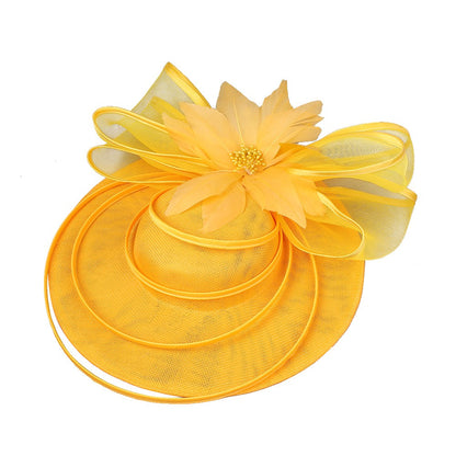 Chapéus Fascinators Femininos Multimodais com Laço de Flor Imitação Chapéu Noiva Derby Pillbox Casamento Acessórios de Cabelo
