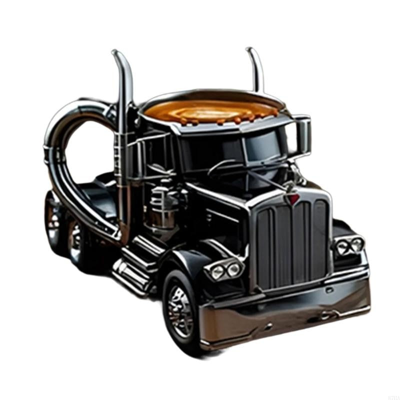 Caneca de café de resina em formato de caminhão semi-reboque 350ml Caneca decorativa para uso na cozinha e escritório Ornamento de mesa 87HA
