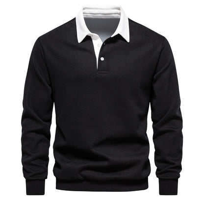 Men's Autumn Long-Sleeved POLO Collar European Size Sweater - Trendy, High-Quality, Casual, Versatile and Loose-Fit Top