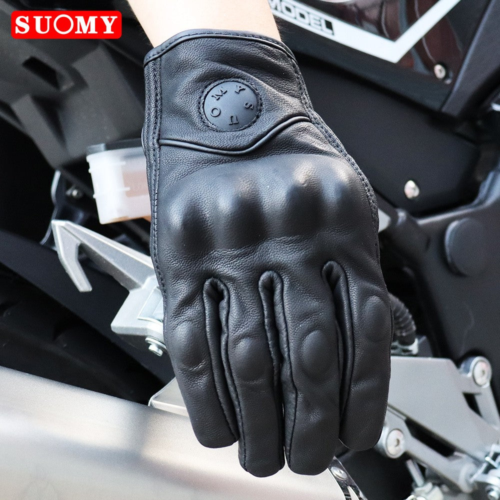 Luvas de motociclismo de couro de cabra Suomy Vintage, de verão, marrons, retrô, para motociclistas masculinos, luvas de motocross femininas, Luvas