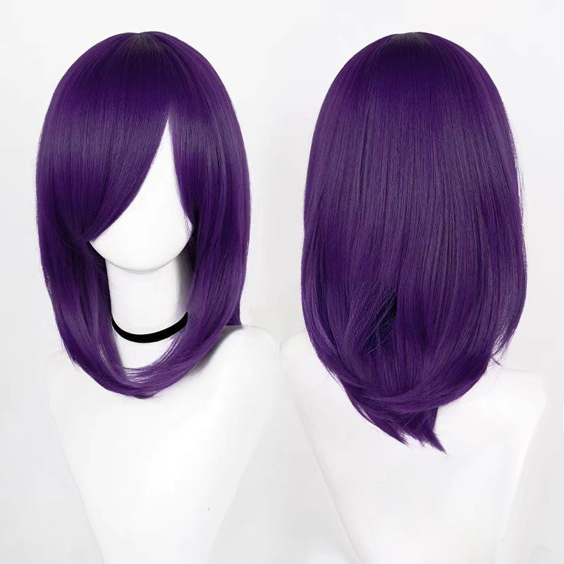 Perucas de Cosplay Multicoloridas 40cm Curtas Retas Masculinas Perucas Sintéticas Resistentes ao Calor para Cosplay de Anime e Festas de Halloween