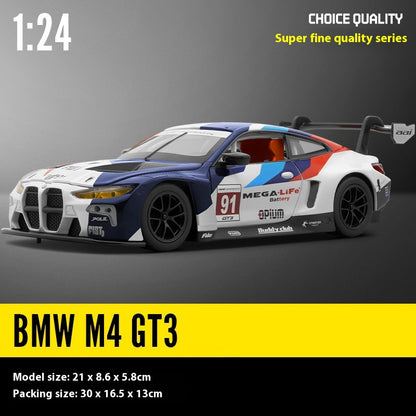 1:24 BMW M4 GT3 Carro Esportivo de Liga Leve Super Corridas com Luz e Som Brinquedo para Mães, Crianças, Meninos Jogos Miniatura de Carro