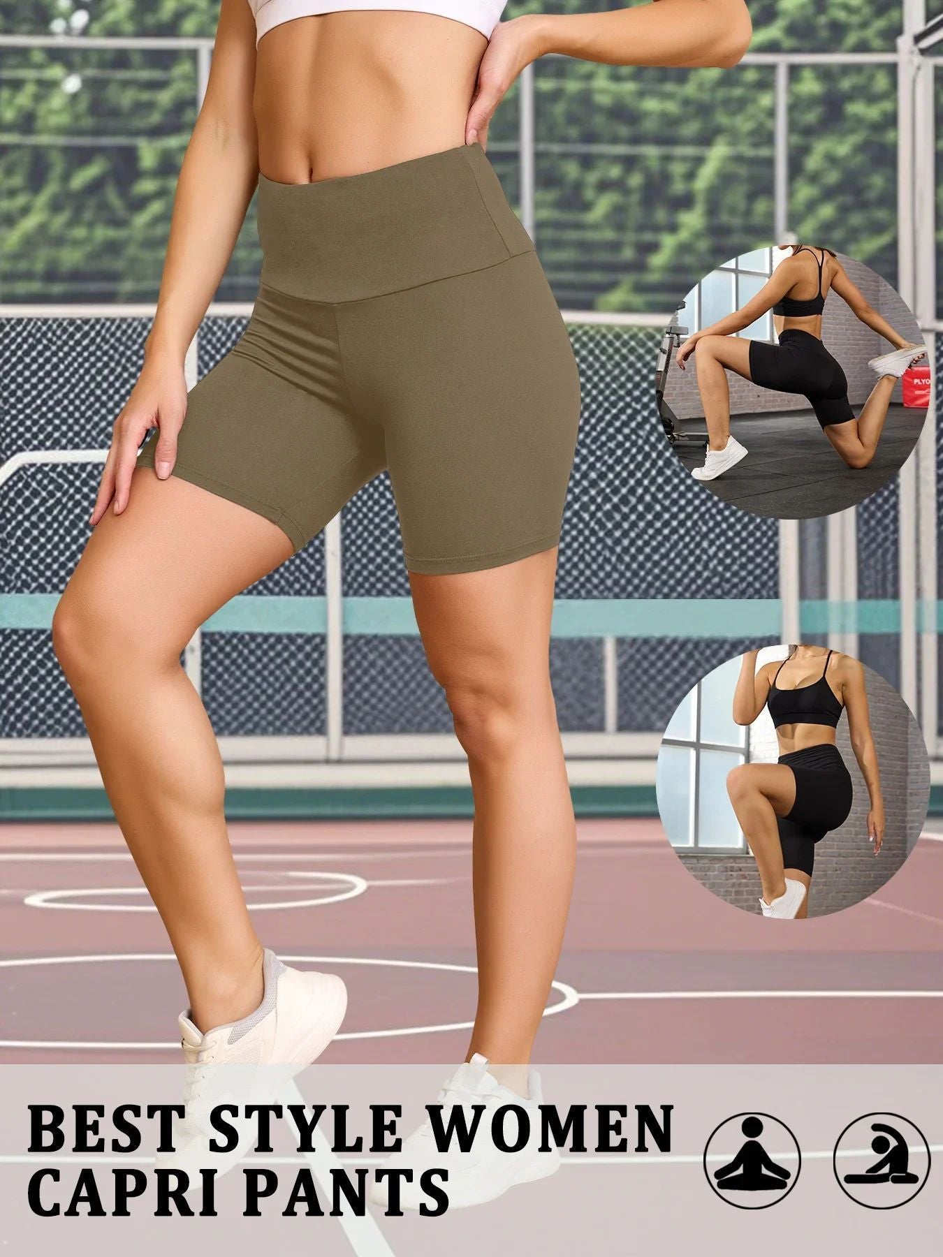 Women's High Waisted Biker Shorts Super Soft Tummy Control No See Through Workout Yoga Running Athletic Push Up Gym Fitness