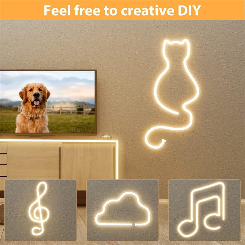 Neon LED Strip Battery Operated, 9Colors Neon Rope Lights With Battery Box Flexible DIY Design for Glow Neon Party Birthday