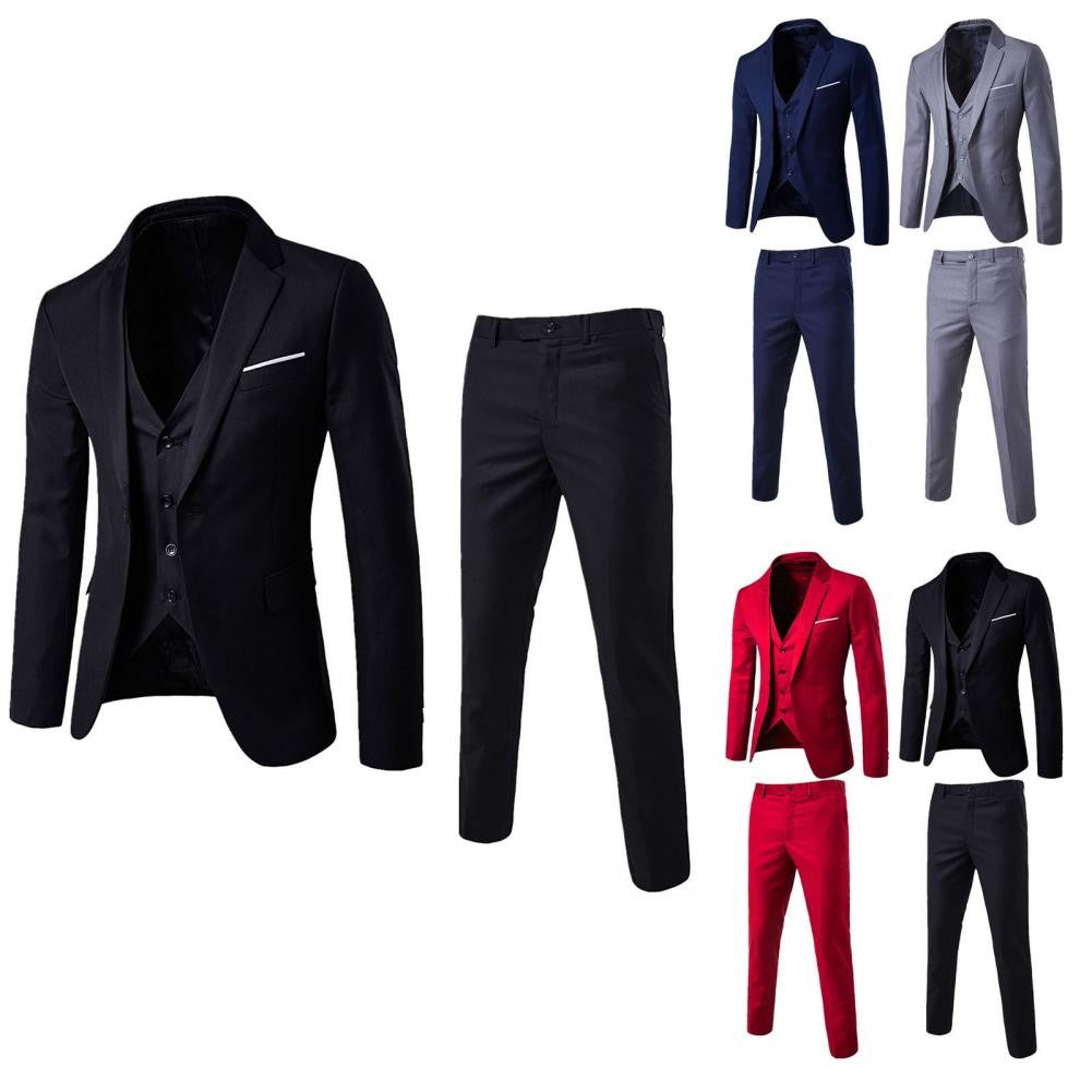 Korean Style Men Vest Pants Set Casual Business Buttons Cuff Vest Trousers Men Suit Wedding Groom Formal Suit