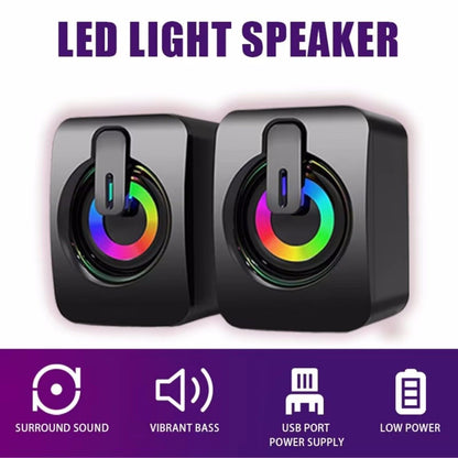 Caixas de Som para Computador HIFI Estéreo com Microfone e Luz LED para Desktop Música Surround RGB Gaming Speakers