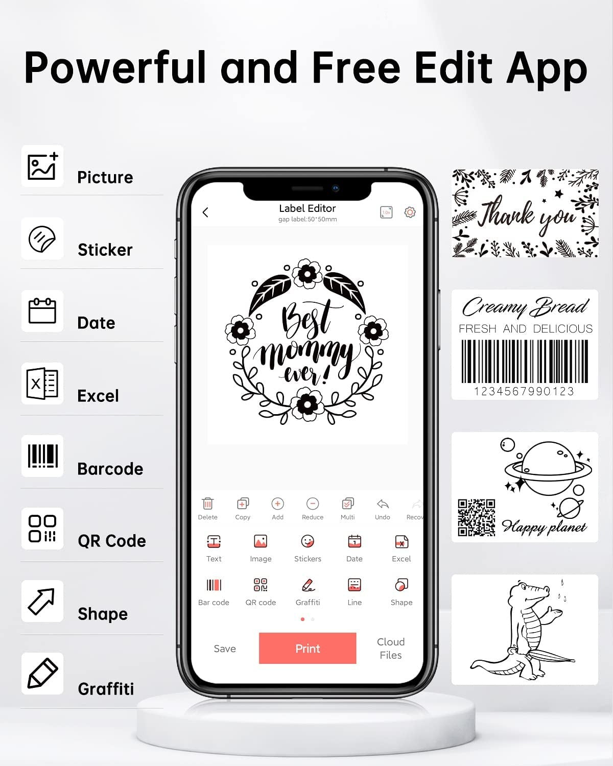 MARKLIFE P50 Mini Portable Bluetooth Thermal Label Printer for Address Clothing Jewelry Retail Barcode Office Compatible Phones