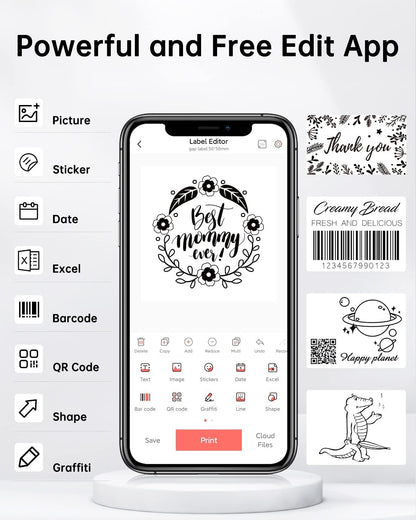 MARKLIFE P50 Mini Portable Bluetooth Thermal Label Printer for Address Clothing Jewelry Retail Barcode Office Compatible Phones