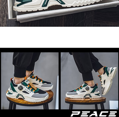 Tênis masculino coreano com fivela rotativa, moda casual, esportivo, para as quatro estações, solado macio, antiderrapante, para corrida ao ar livre, tênis de estudante