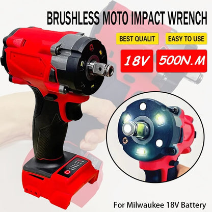 Chave de Impacto Brushless Impac 1/2" Parafusadeira sem Fio 4 Marchas Ferramentas Elétricas 500N.m Parafusadeira Elétrica para Bateria Milwaukee 18V