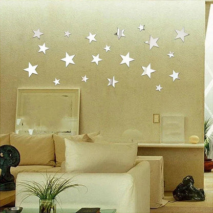 3D Star Mirror Wall Sticker Large Medium and Small Combination Acrylic Mirror Wall Sticker Home Living Room Wall Decorations