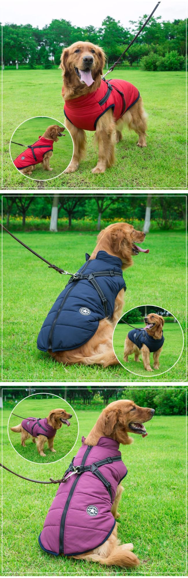 Jaqueta de Inverno Quente para Cães Grandes com Peitoral Impermeável, Casaco para Cães Grandes, Labrador, Chihuahua, Bulldog Francês, Roupas para Cães ao Ar Livre