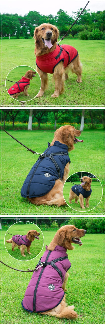 Jaqueta de Inverno Quente para Cães Grandes com Peitoral Impermeável, Casaco para Cães Grandes, Labrador, Chihuahua, Bulldog Francês, Roupas para Cães ao Ar Livre