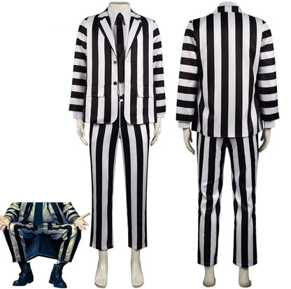 Underworld Master cosplay costume  Michael Keaton black and white striped suit cosplay Halloween costume