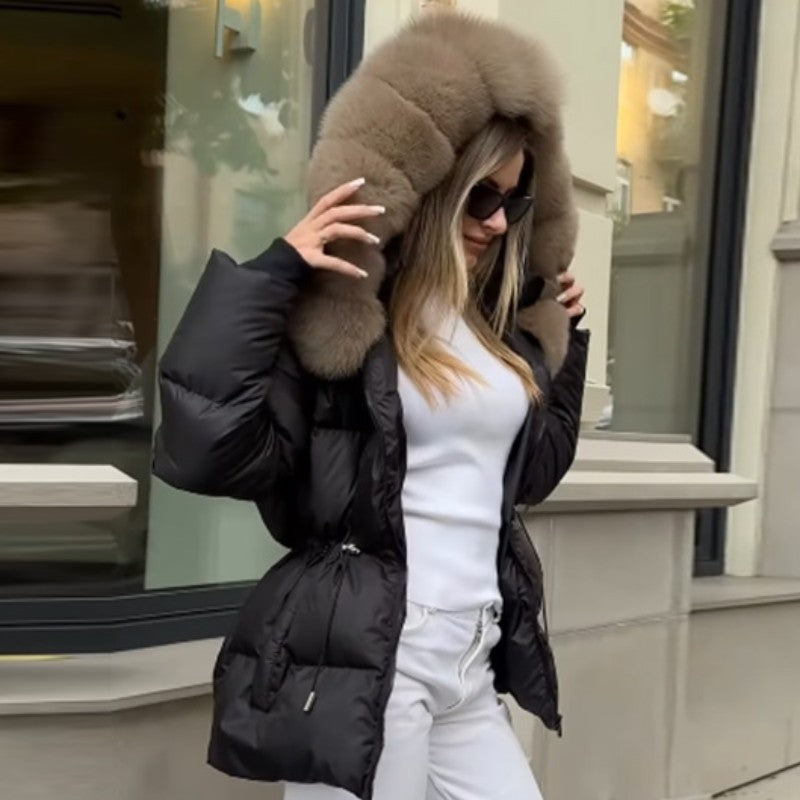 Fashion Fur Patchwork Short Warm Coat Women Lapel Lace Up Long Sleeve Coats Female 2025 Autumn Winter Lady Outwears New