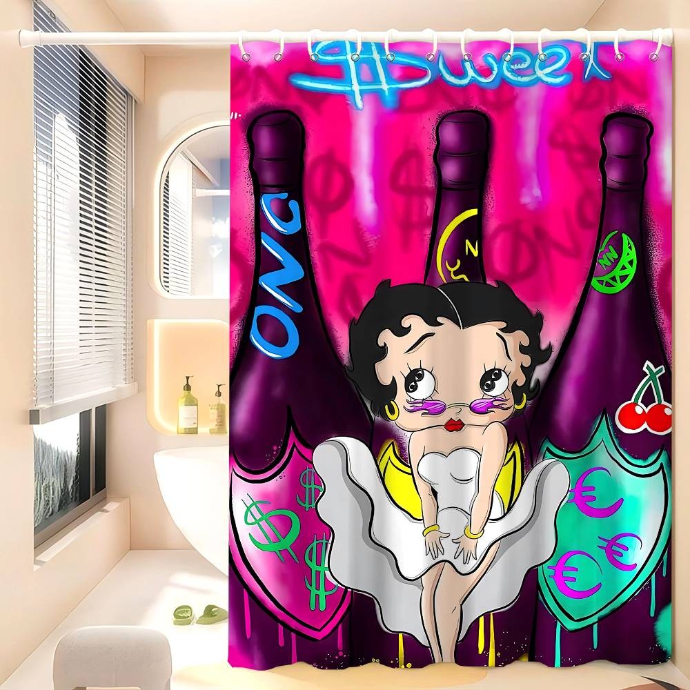 Cute B-Betty Boop Printing Bathroom Shower Curtain Polyester Waterproof And Mildew Proof Home Decoration Curtain