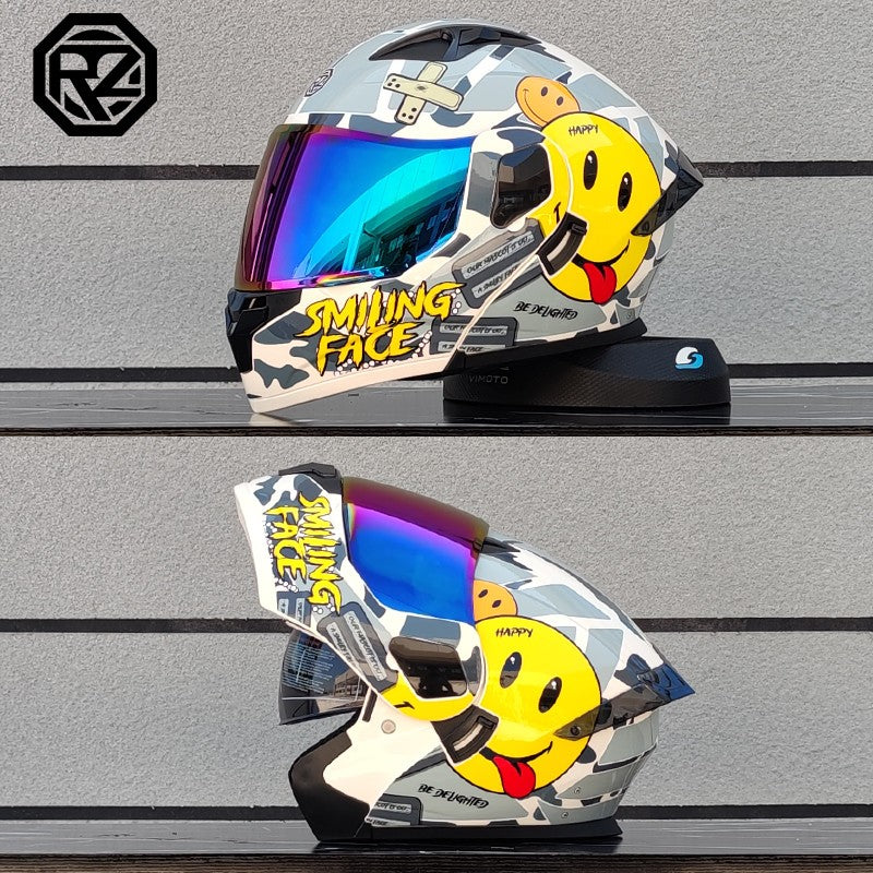 ORZ Capacete Integral Personalizado para Motocicleta Masculino Feminino Moda Capacete com Lente Dupla Capacete de Motocross de Corrida Modular Articulado Casco Moto