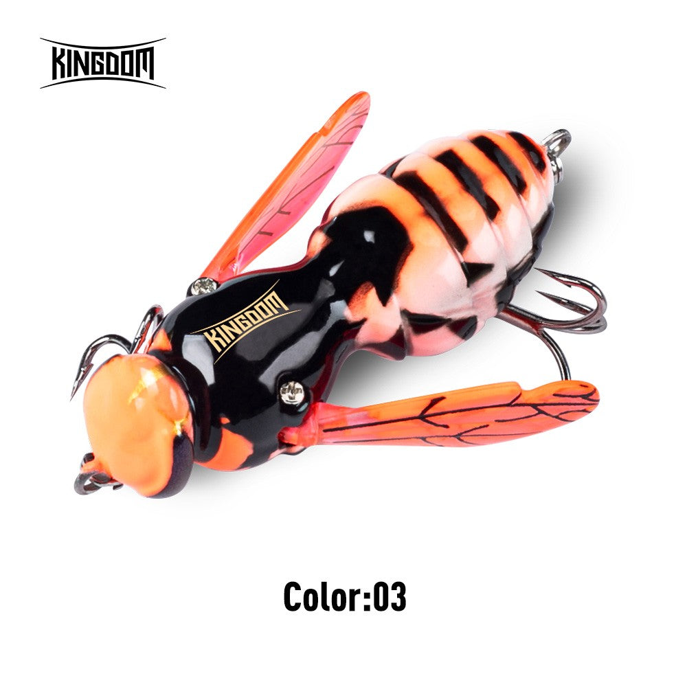 Kingdom Wasp Crawl Bait 4.2g 40mm 6.6g 48mm Iscas flutuantes biônicas de inseto artificiais de superfície para pesca de robalo, carpa e lúcio