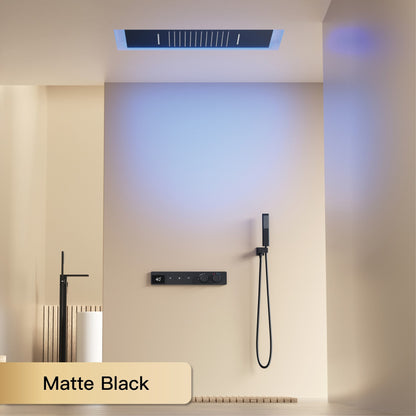 Sistema de chuveiro digital inteligente de latão branco luxuoso com design oculto Controle duplo de água quente e fria Torneira de parede