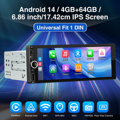 ESSGOO 6.86 Inch Universal Car Radio Carplay Android Auto Car Multimedia Player Autoradio HD Touch Screen FM Bluetooth