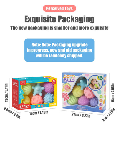 6 PCS Baby Sensory Toys Balls Baby Bath Play Water Bathroom Soft Toys Ball Can Make a Sound Soft Rubber Ball