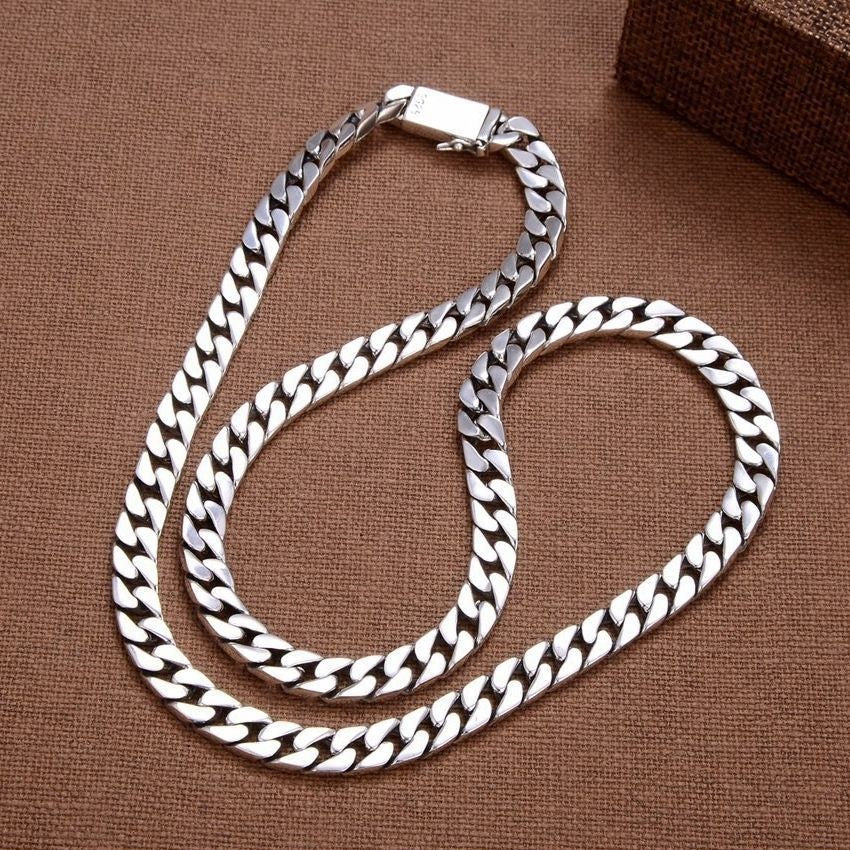 100% S925 Sterling Silver Necklace Bracelet Punk S925 Silver Jewelry Never Fade Carry certificate Men Women Jewelry Gifts