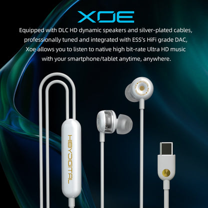 HiBy Digital XOE USB Type C 8mm DLC Diaphragm Dynamic Driver DSD Decoder In-Ear IEM Earphones Earbuds DAC ES9270C With HD MIC