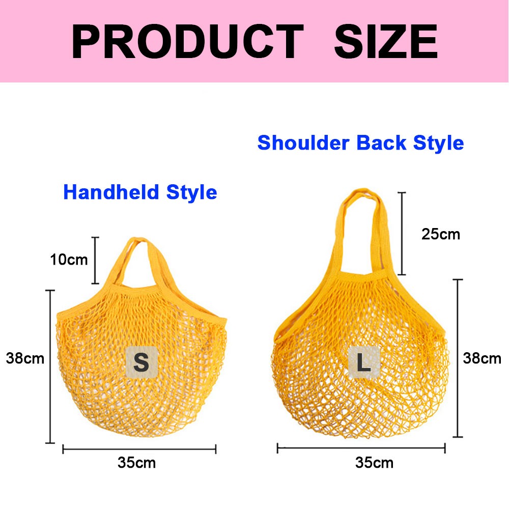 Silicone World 1PC Portable Reusable Grocery Mesh Bag Cotton Shopping Mesh Bags Handheld Shoulder Back Fruit Vegetable Net Bag