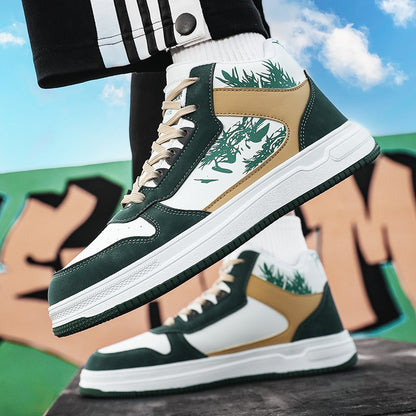 Men Board Shoes 2025 Spring Retro Thick Sole Wear Resistant Anti Slip Flat Sneaker Outdoor Casual Man Walking Footwear