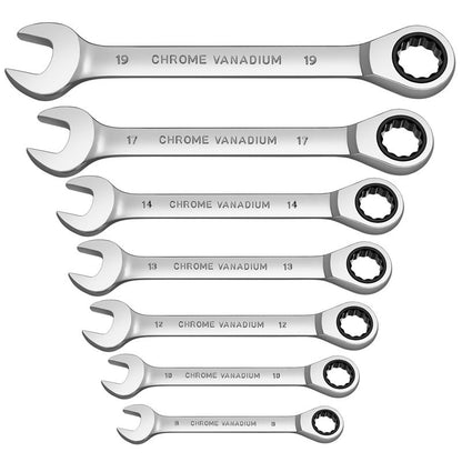 Conjunto de Chaves Catraca Métricas e Standard, Chave Combinada de 12 Pontos com Boca Fechada, Conjunto de Ferramentas para Garagem, CR-V Totalmente Polido