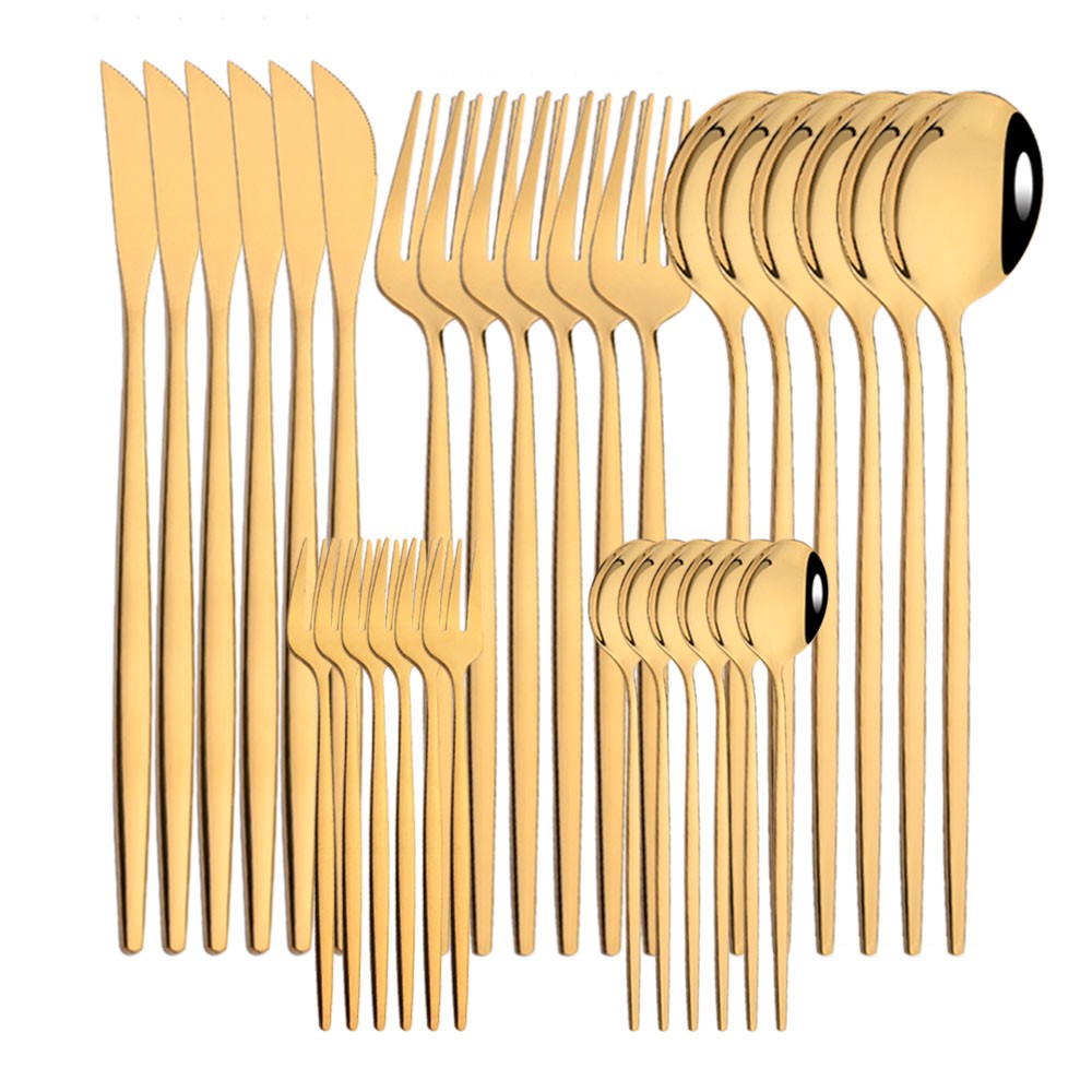 6Set/30Pcs Pink Silver Dinnerware Set Stainless Steel Knife Ckae Fork Spoon Cutlery Set Tableware Silverware Set Dropshipping