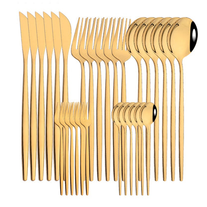 6Set/30Pcs Pink Silver Dinnerware Set Stainless Steel Knife Ckae Fork Spoon Cutlery Set Tableware Silverware Set Dropshipping