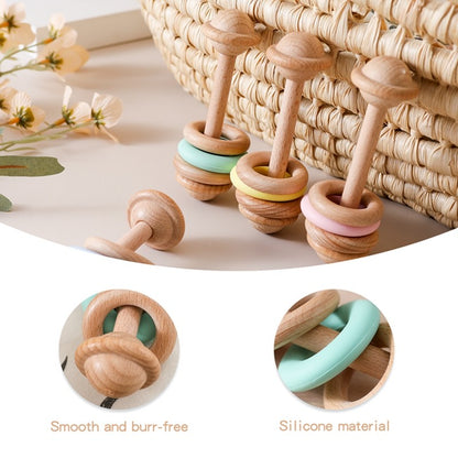 1Pc Baby Wooden Rattle Teether Toys Beech Wooden Ring Star Hand Music Rattle Teething Baby Toys Montessori Toys For Kids Gift