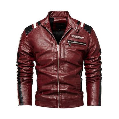 Mens Vintage Motorcycle Jacket 2023 Men Fashion New Biker Leather Jacket Male Embroidery Bomber Coat Winter Fleece Pu Overcoat