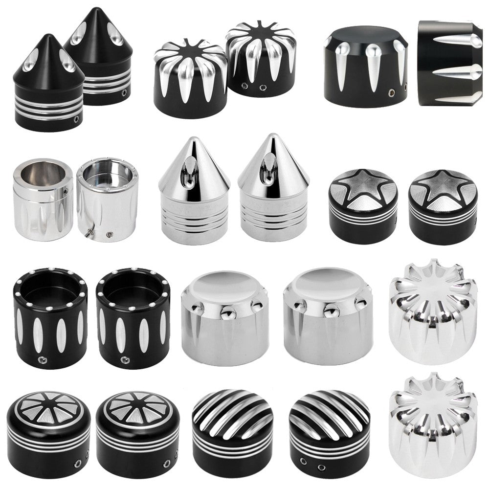 Tampa da Porca do Eixo Dianteiro da Motocicleta CNC em Alumínio Preto/Cromado para Harley Sportster XL XG Touring Dyna VRSC Softail Street Glide