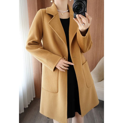 Autumn Winter Girls Fashion Mid-Long Jackets Female Casual Woolen Blends Coats Clothes Lady Korean Fashion Designer Coat