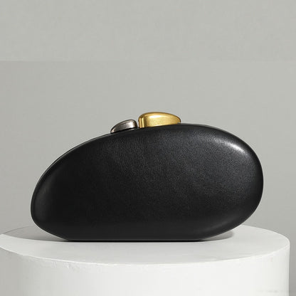 Designer Shell Shape Clutch Bag Women Evening Party Leather Handbag Metallic Closure Shoulder Crossbody Bags Small Dinner Purse