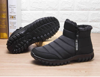 Botas de Inverno Masculinas Tênis de Algodão Quente com Zíper Botas de Neve Cano Curto, Sapatos Casuais de Outono Botas de Neve Impermeáveis com frete grátis