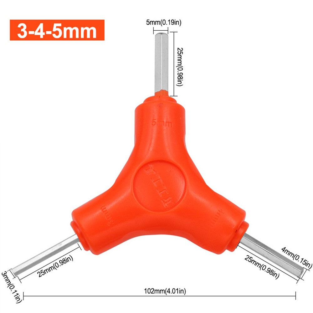 Chave Allen 3 em 1 Trident 2.5/3/4/5/6/8mm Conjunto de Chaves Sextavadas Ferramentas de Manutenção de Bicicletas em Aço Carbono