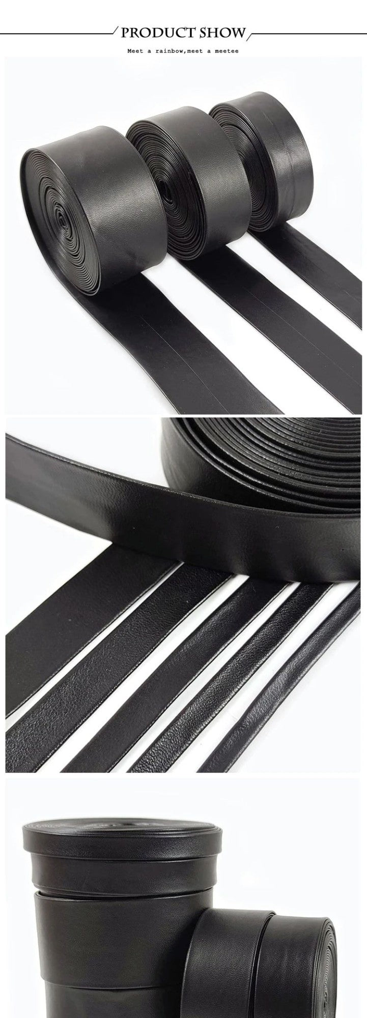 5Meters 3-50mm Black PU Leather Cords Soft Ribbon Band Bag Strap Webbing Necklace Jewelry Decor Tape DIY Sewing Accessories