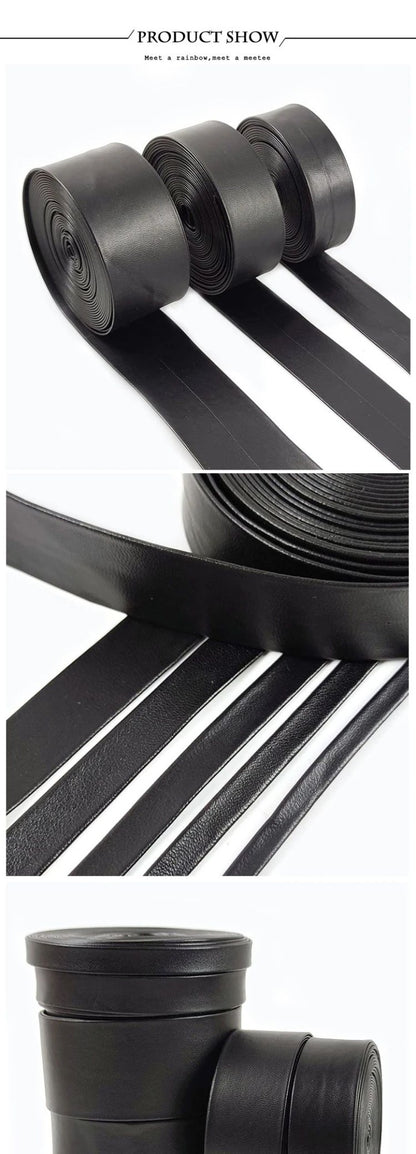 5Meters 3-50mm Black PU Leather Cords Soft Ribbon Band Bag Strap Webbing Necklace Jewelry Decor Tape DIY Sewing Accessories