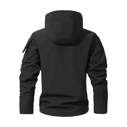 Men's Silent Soft Shell Camouflage Tactical Jacket Waterproof Warm Fleece Hunting Jackets Outdoor Hiking Fishing Hooded Coat