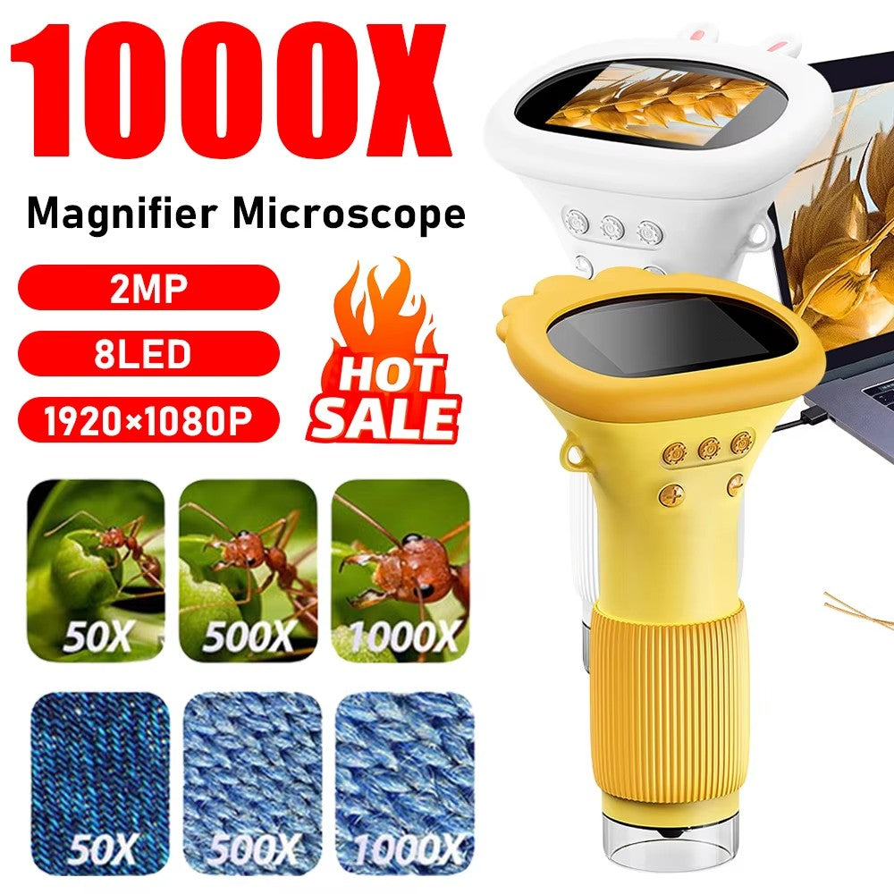Microscópio Infantil 1000x Lupa Microscópio 200 Megapixels Com Função Foto e Vídeo LED Brinquedos Educacionais Ciência Para Crianças