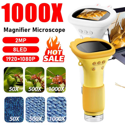 Microscópio Infantil 1000x Lupa Microscópio 200 Megapixels Com Função Foto e Vídeo LED Brinquedos Educacionais Ciência Para Crianças