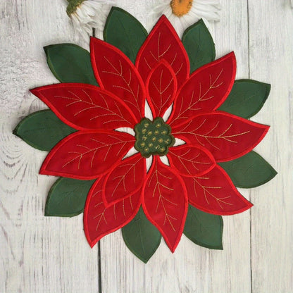 4/2PCS 35X35CM Christmas Embroidered Table Flag Tablecloth European Embroidered Placemat Modern Nordic Circular Cover Tablecloth