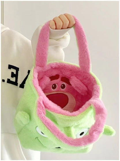Disney Winnie Bear Turn Into Tigger Plush Handbag Cartoon Reversible Lotso Change To Alien Plush Doll Bag Xmas Women Girls Gift